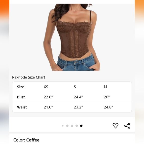 Brown Lace Bustier Corset Top - Picture 5 of 7